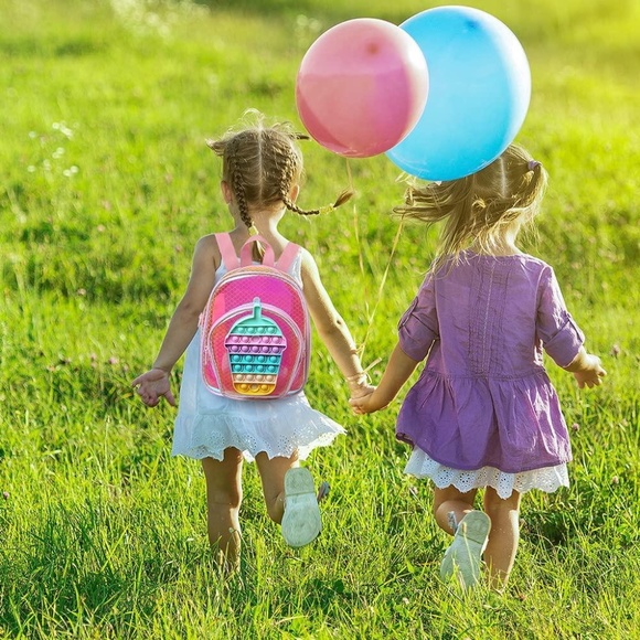 New Pink Boba Milk Tea Pop It Fidget Backpack - Picture 2 of 6